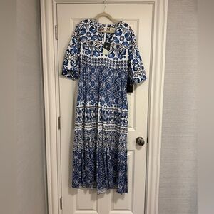NWT Tuckernuck Tile Blue and White Ginger Dress